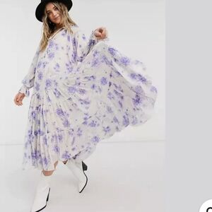 Free People Purple and White Floral Maxi Dress
